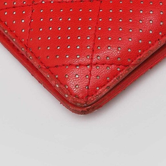 Chanel Red Perforated Lambskin Leather L Yen Wallet - Picture 3 of 10